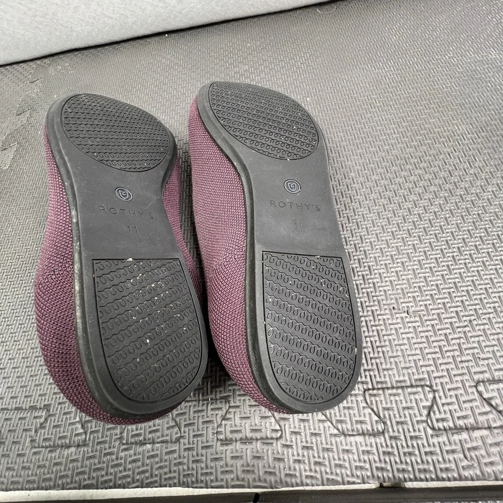 Rothy's The Driver Flats W11‎ Burgundy Purple Knit Loafers Recycled Comfortable